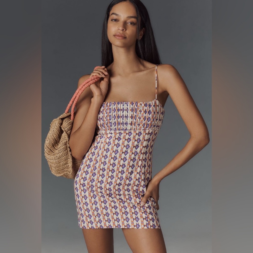 Anthropologie The Ophelia Sleeveless Linen Slim Mini Dress sz 14